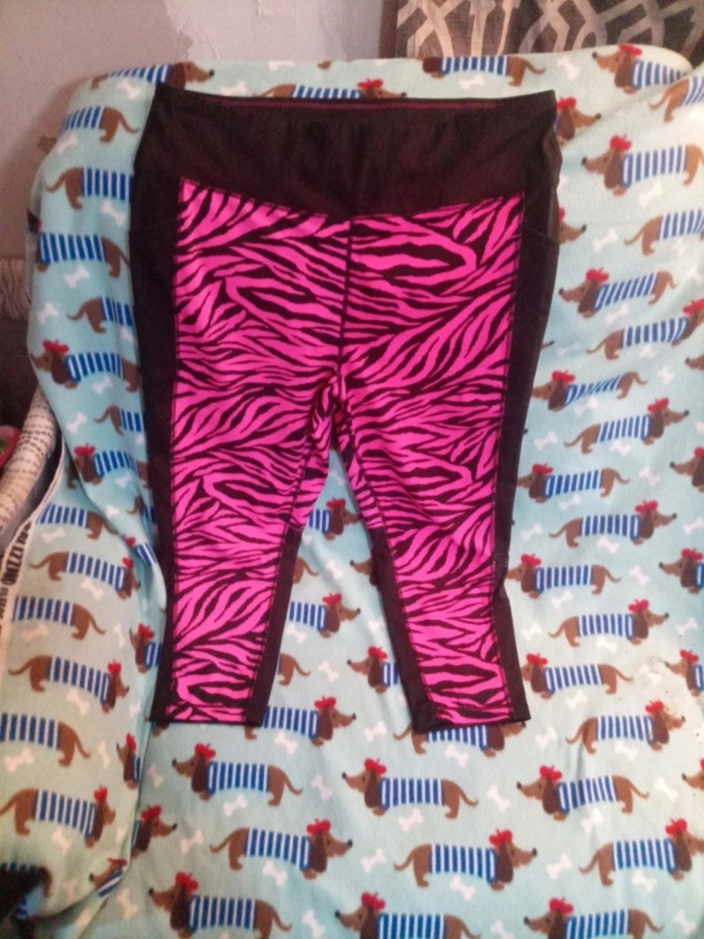 Rise By Lularoe Pink Zebra Print Active Leggings with Black Panels Size 2x
